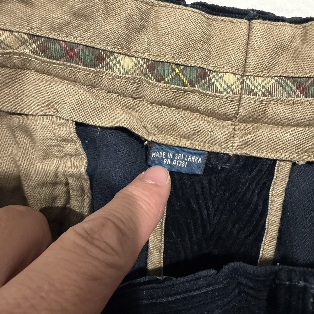 Vintage Y2K Polo Ralph Lauren Navy Corduroy Pants Mens 34x32 Straight Flat Front - Picture 4 of 10
